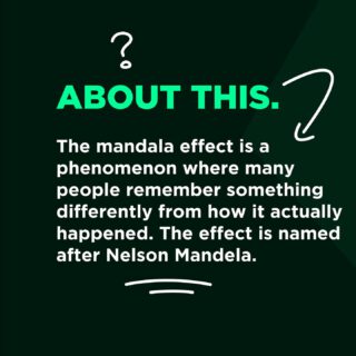 Did you ever experience the Mandela Effect? Or not? Or maybe you don’t remember..
KNOWLEDGE ACQUIRED.
Want to know more? Watch our video about the Mandela Effect!
- Link in bio -
#history #facts #funfact #MandelaEffect
#AlternateReality #FalseMemories #CollectiveMemory #MindBending #MemoryPhenomenon #ParallelUniverse #MindBlown #BrainTeasers #CuriousFacts